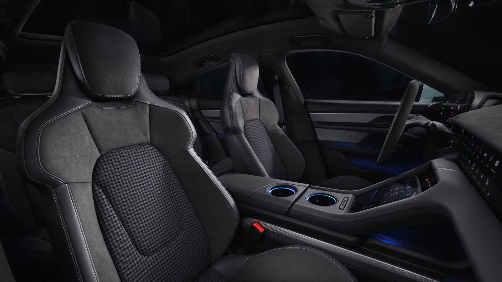2026 Porsche Taycan Cross Turismo black interior front seats