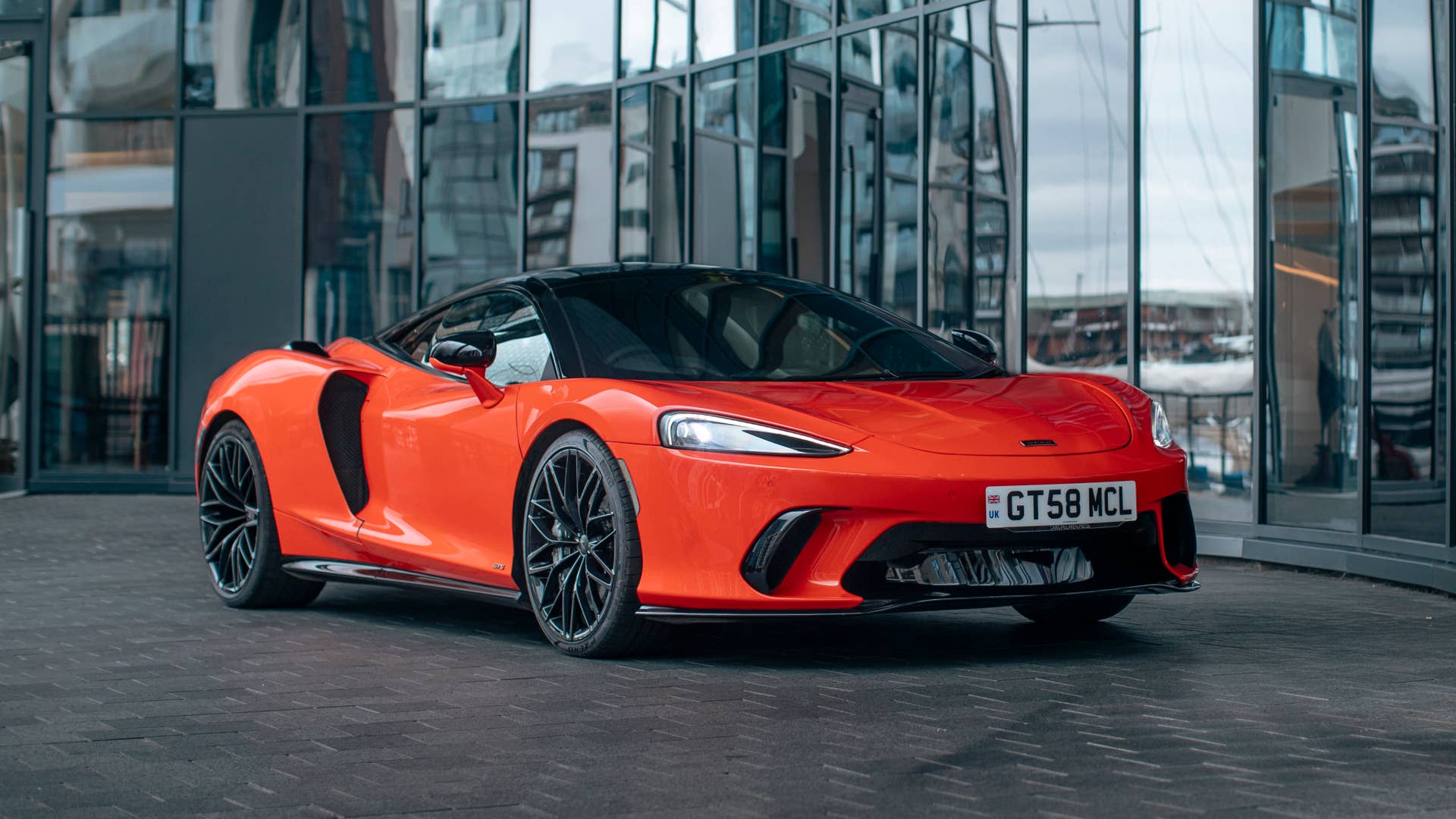 2025-2026 McLaren GTS in orange front angled view