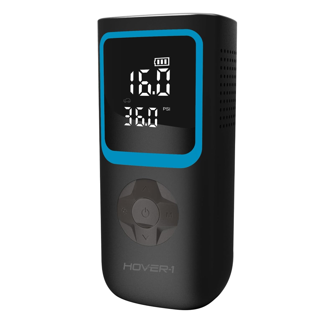 The Hover-1 Portable Tire Inflator, pictured here, is now on sale at Amazon.
