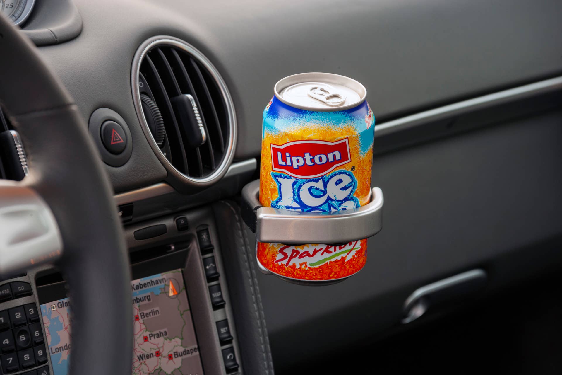 The cupholder in a 2006 Porsche Cayman S