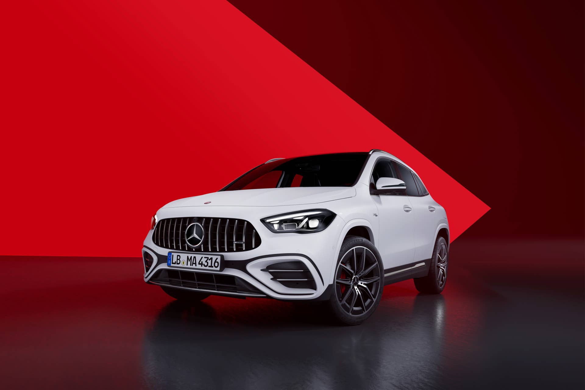 2025-2026 Mercedes-AMG GLA 35 in Polar White front angled view