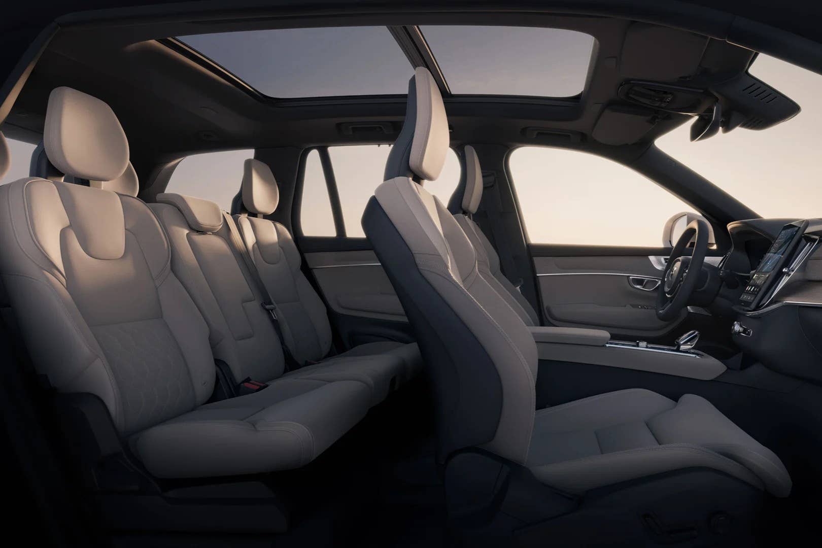 2026 Volvo XC90 interior first two rows side view