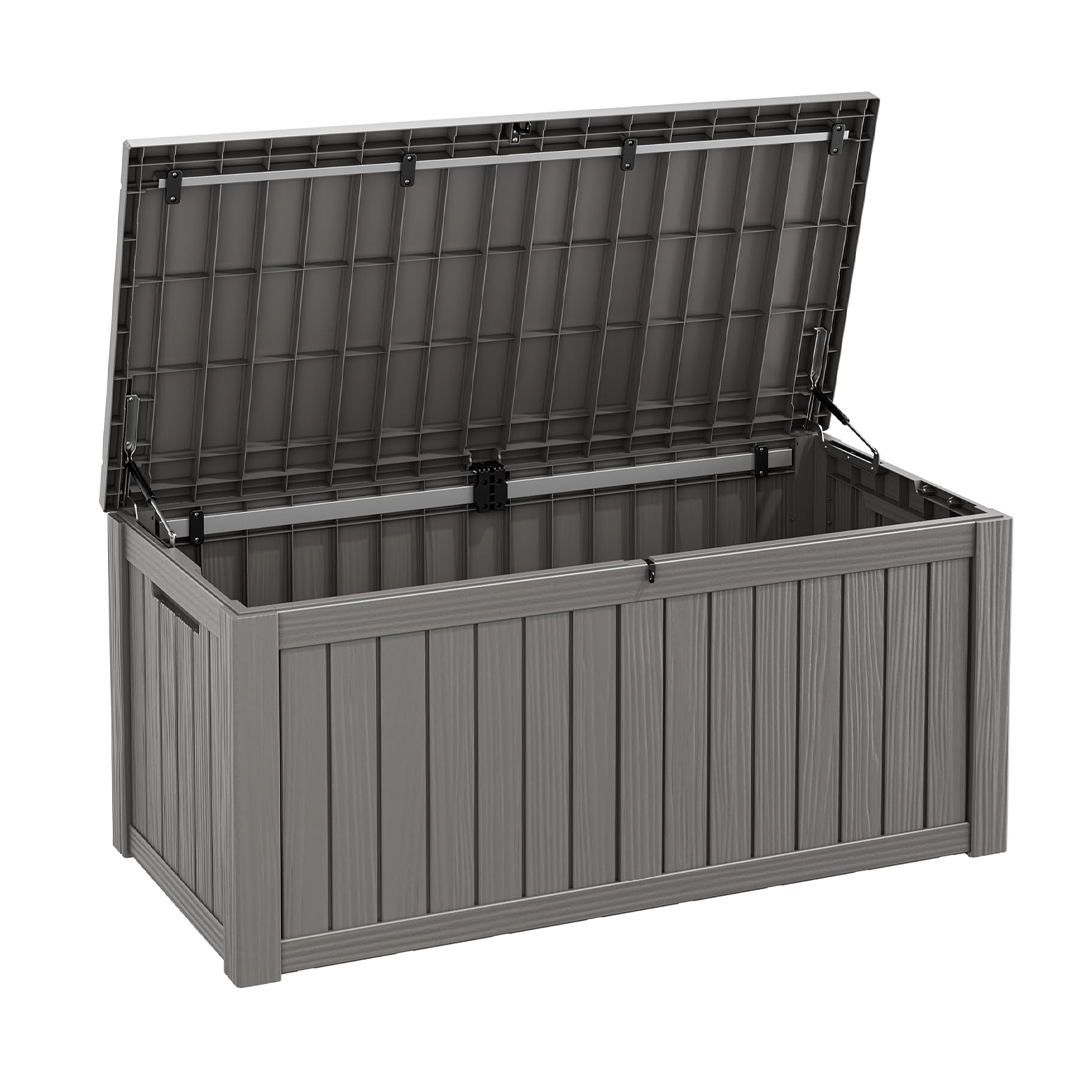 The Fancyango 150-Gallon Outdoor Storage Box, pictured here, is now on sale at Amazon.