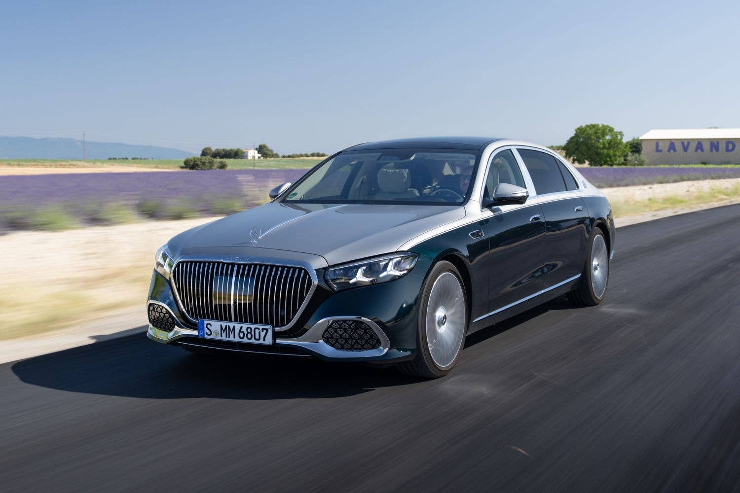 2027 Mercedes-Maybach S-Class front angled view driving