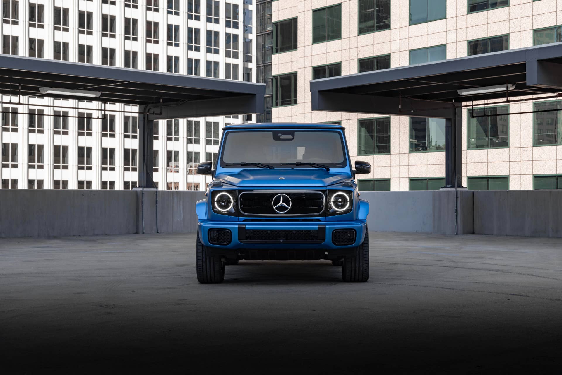 2025-2026 Mercedes-Benz G-Class EV in blue front view