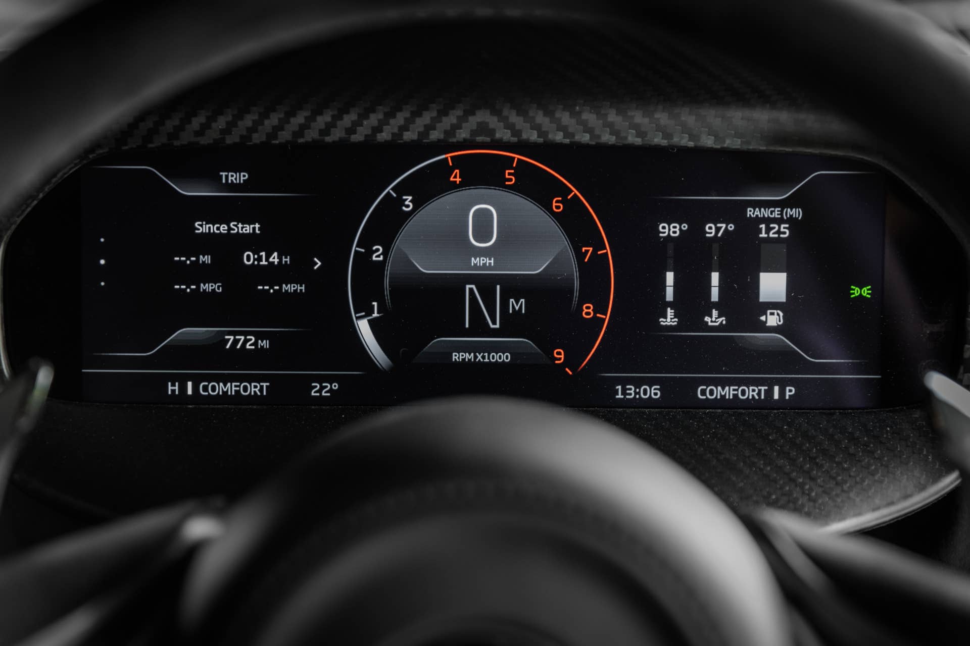 2025-2026 McLaren 750S interior digital gauge cluster
