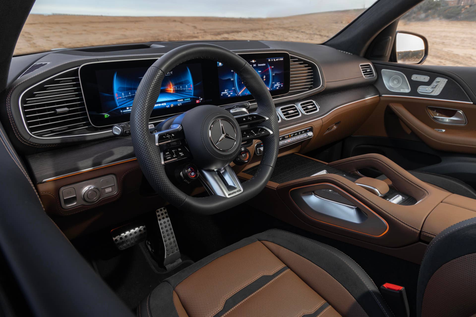 2025-2026 Mercedes-AMG GLS 63 tan interior front cabin