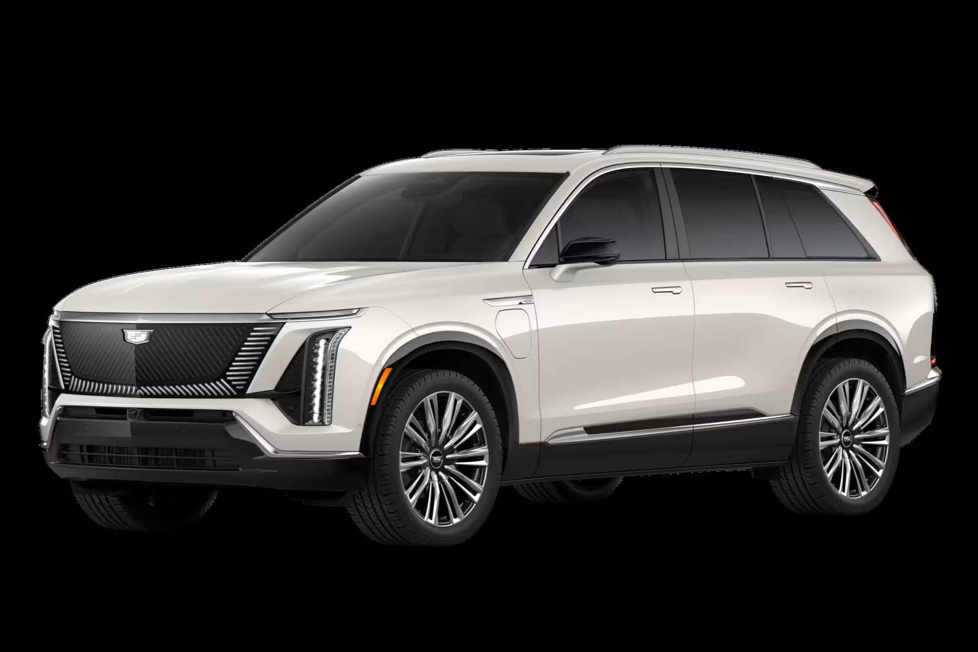 2027 Cadillac Vistiq Premium Luxury in Cashmere paint front angled view