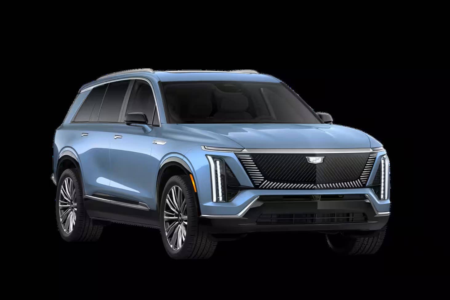 2027 Cadillac Vistiq Premium Luxury in Blue Graphite Tricoat front angled view