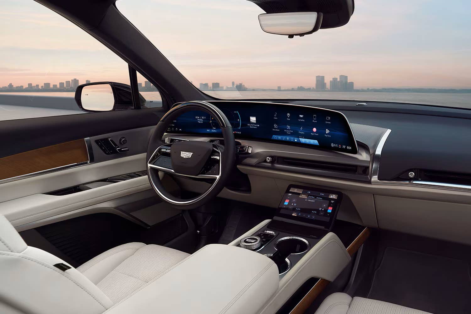 2027 Cadillac Vistiq Sport with Sheer Gray interior front cabin
