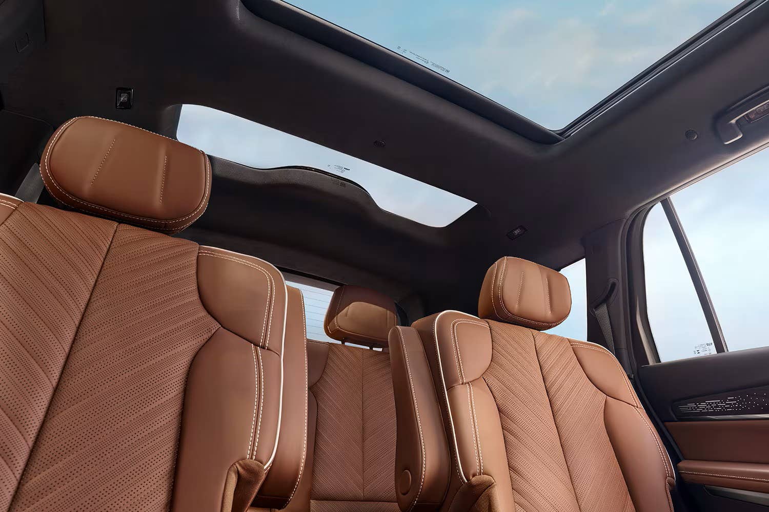2027 Cadillac Vistiq Platinum with Kona Brown interior rearward view