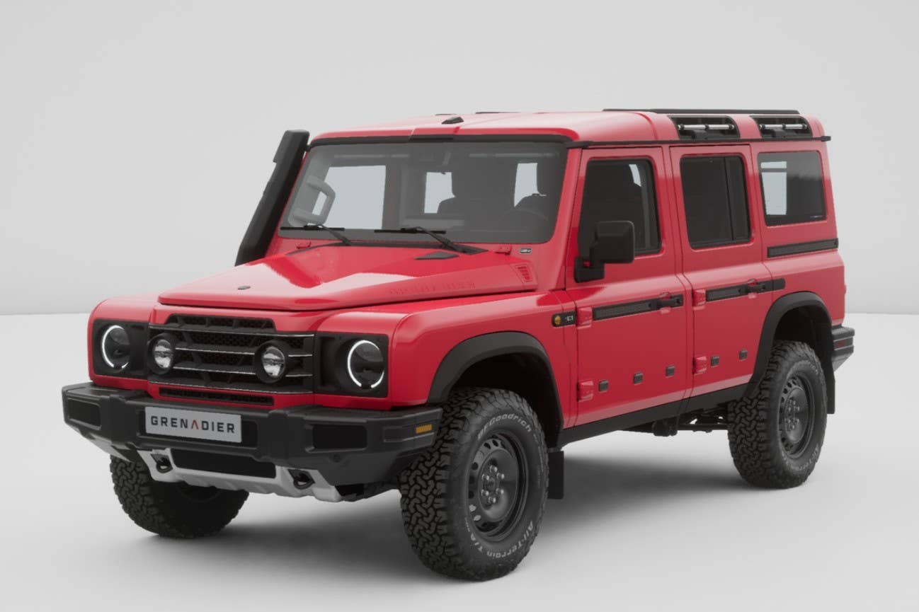 2025-2026 INEOS Grenadier Station Wagon Trialmaster Edition in Devil Red front angled view