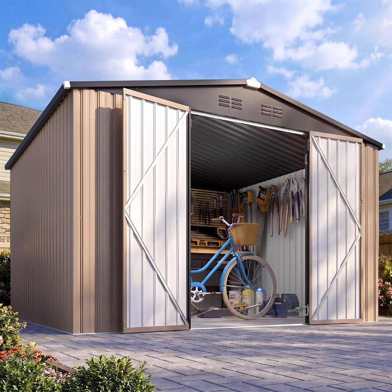 Yodolla 10-Foot by 8-Foot Outdoor Metal Storage Shed