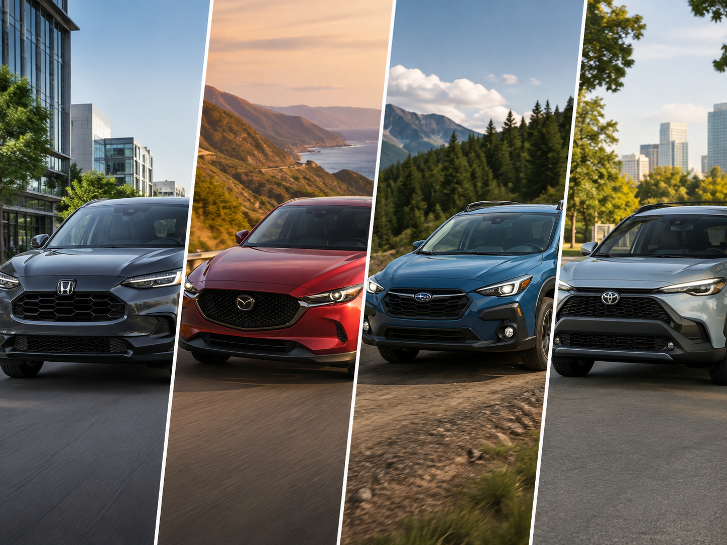 2026 honda hrv, 2026 mazda cx-30, 2026 Subaru Crosstrek, and 2026 Toyota Corolla Cross