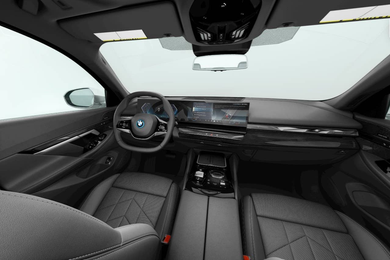 2027 BMW i5 eDrive40 with black Veganza interior front cabin