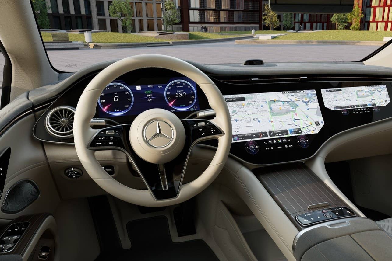2027 Mercedes-Benz EQS Sedan beige interior driver area