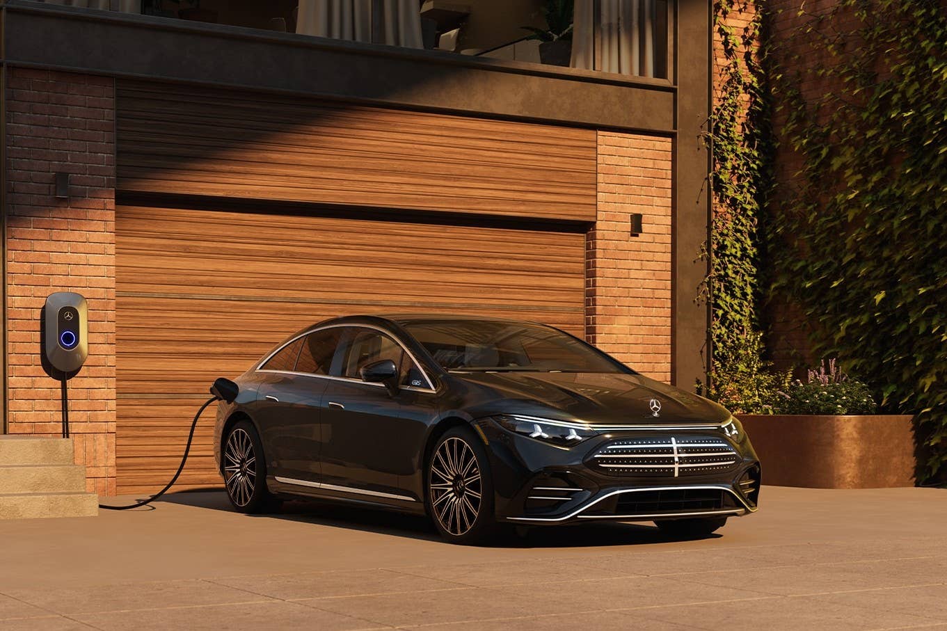 2027 Mercedes-Benz EQS Sedan front angled view charging