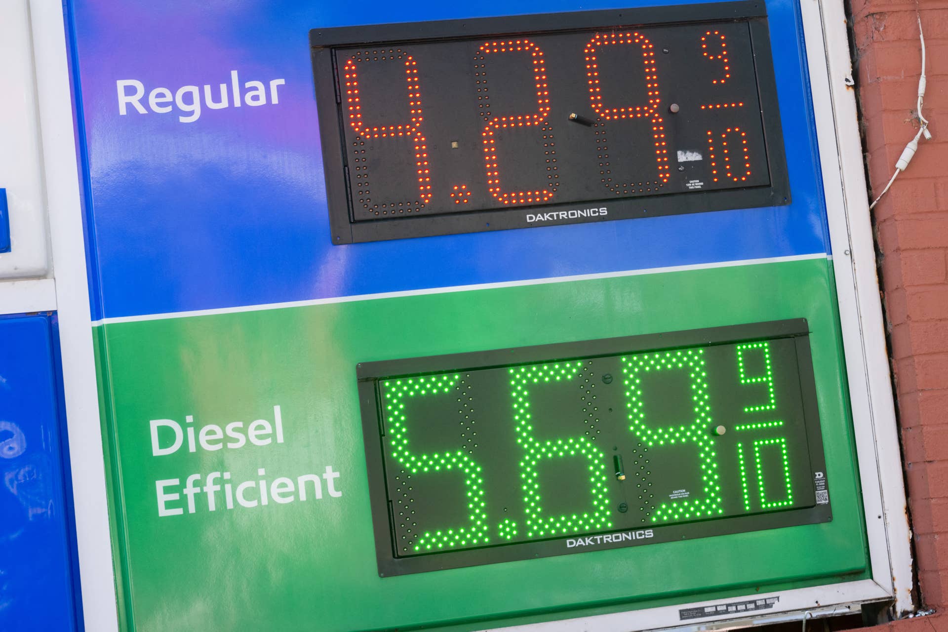 Gas prices are displayed at an Exxon Gas Station in Falls Church, Virginia, August 24, 2026.