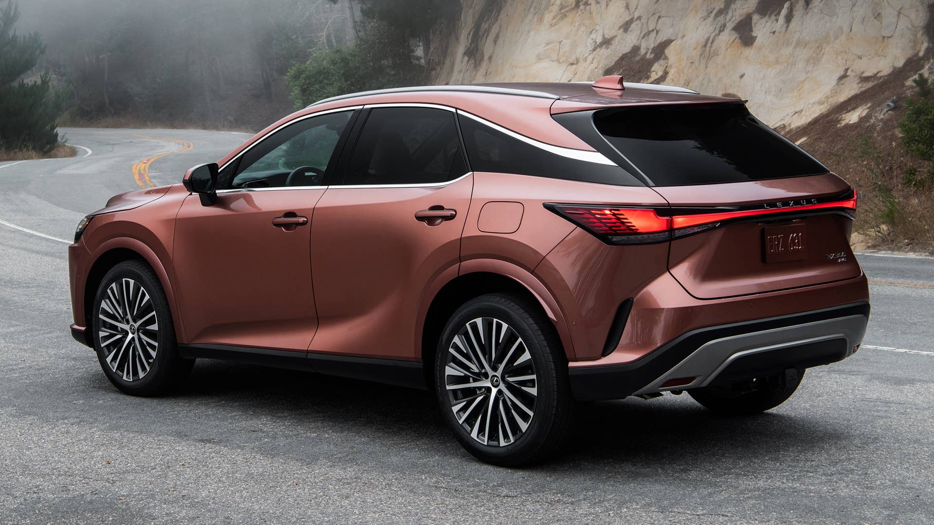 2026 Lexus RX in Copper Crest rear angled view