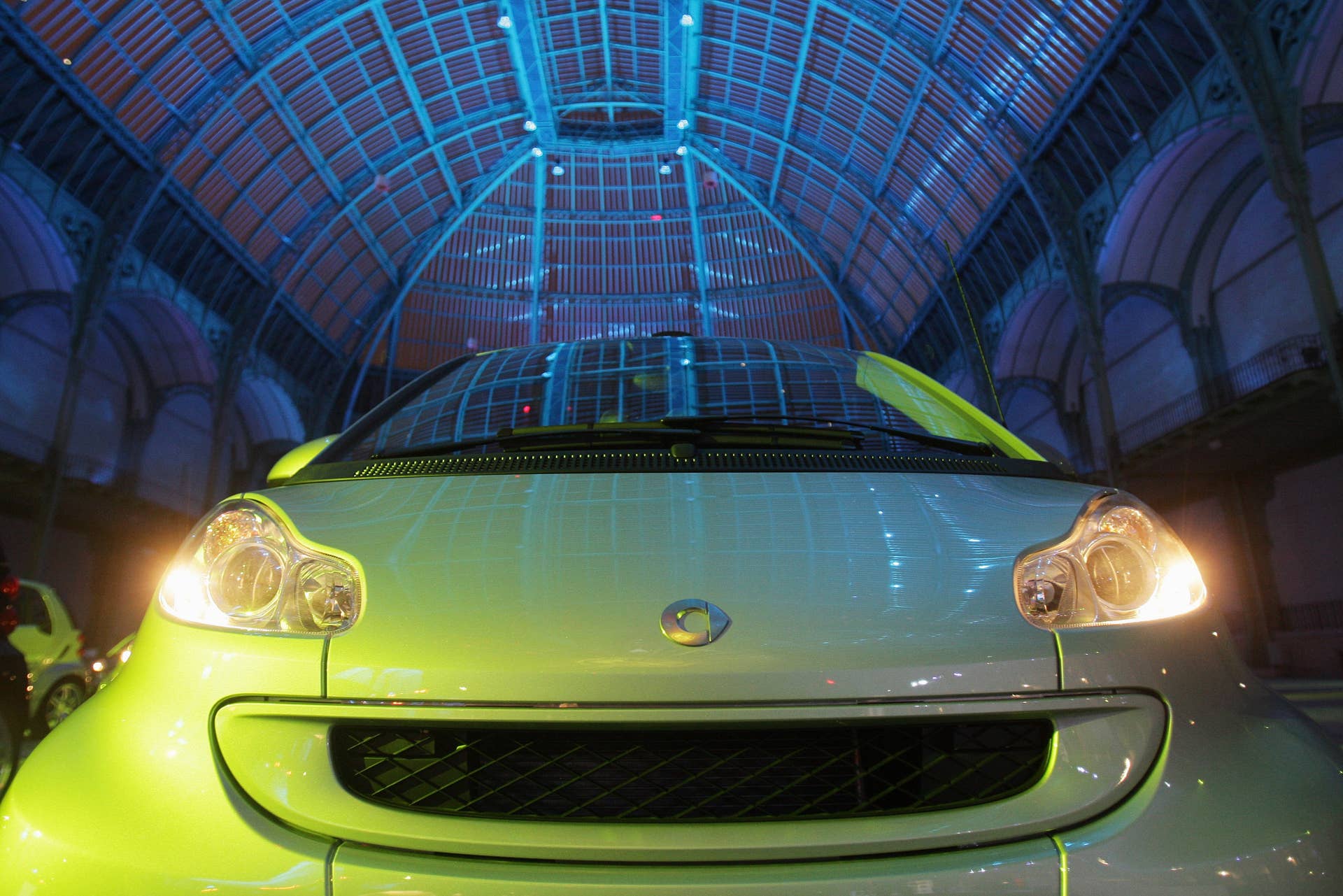 Picture of the new Smart Fortwo car at the 10 years party of Smart car at the Grand Palais on November 06, 2008 in Paris, France.  
