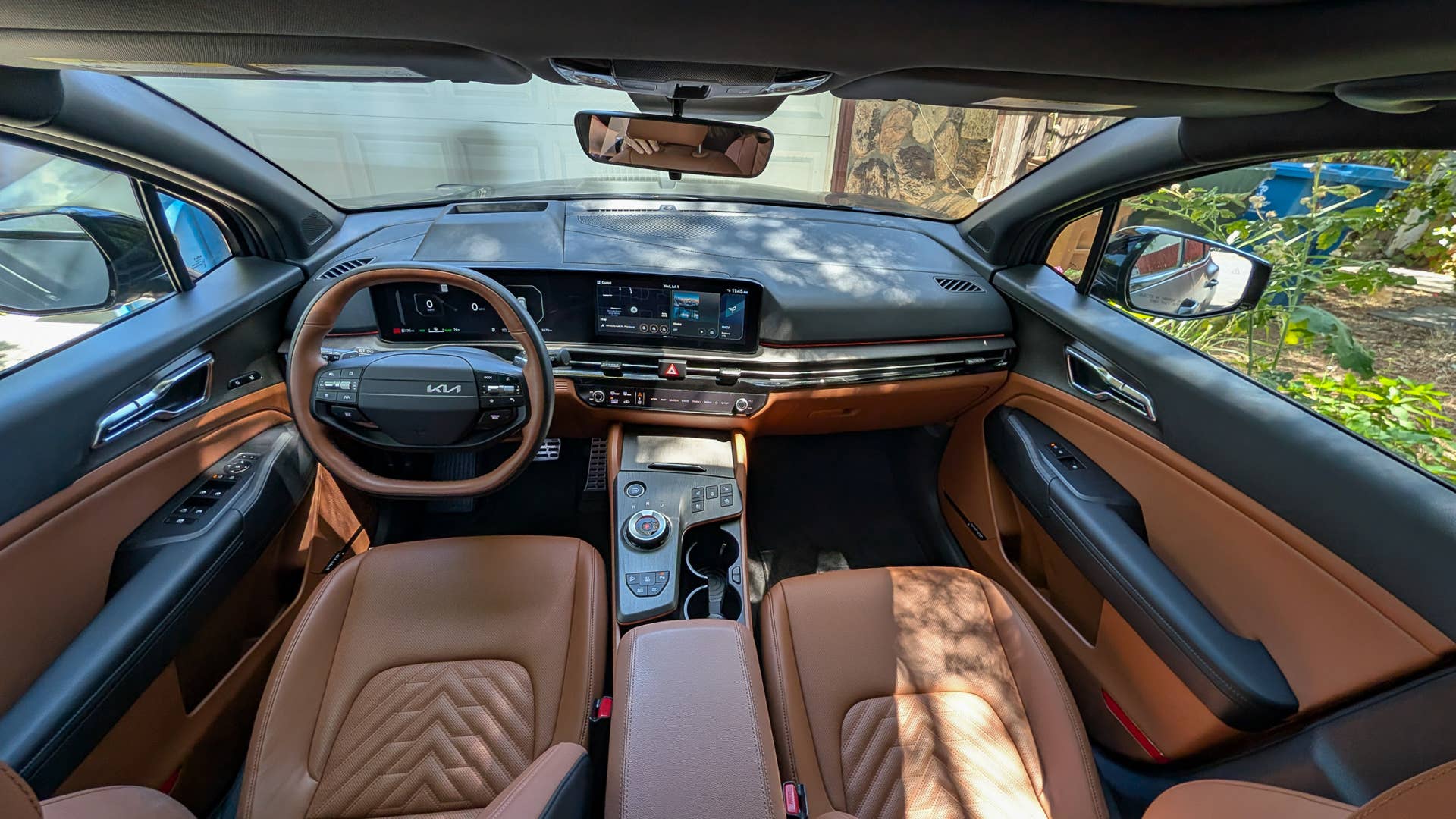 A top down view of the Kia Sportage PHEV's interior layout