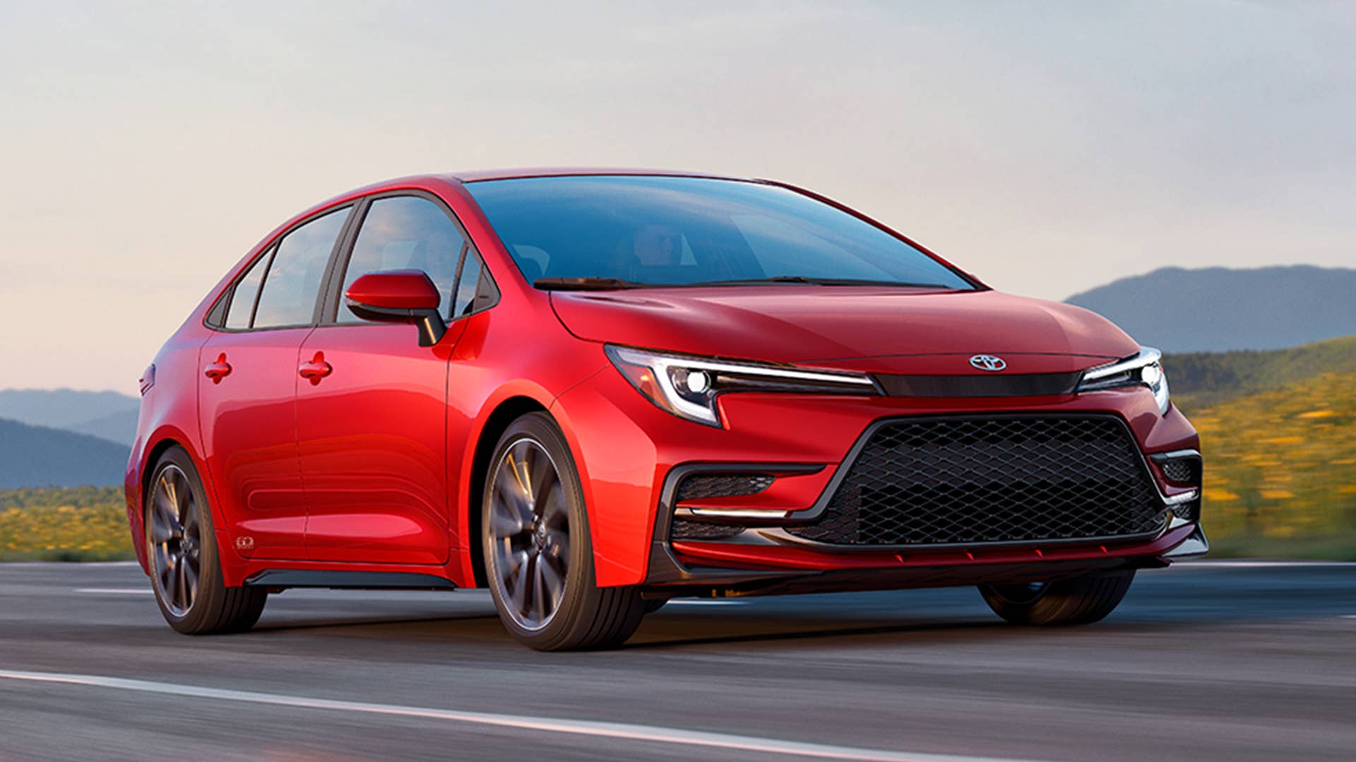 2027 Toyota Corolla 60th Anniversary Special Edition in red front angled view