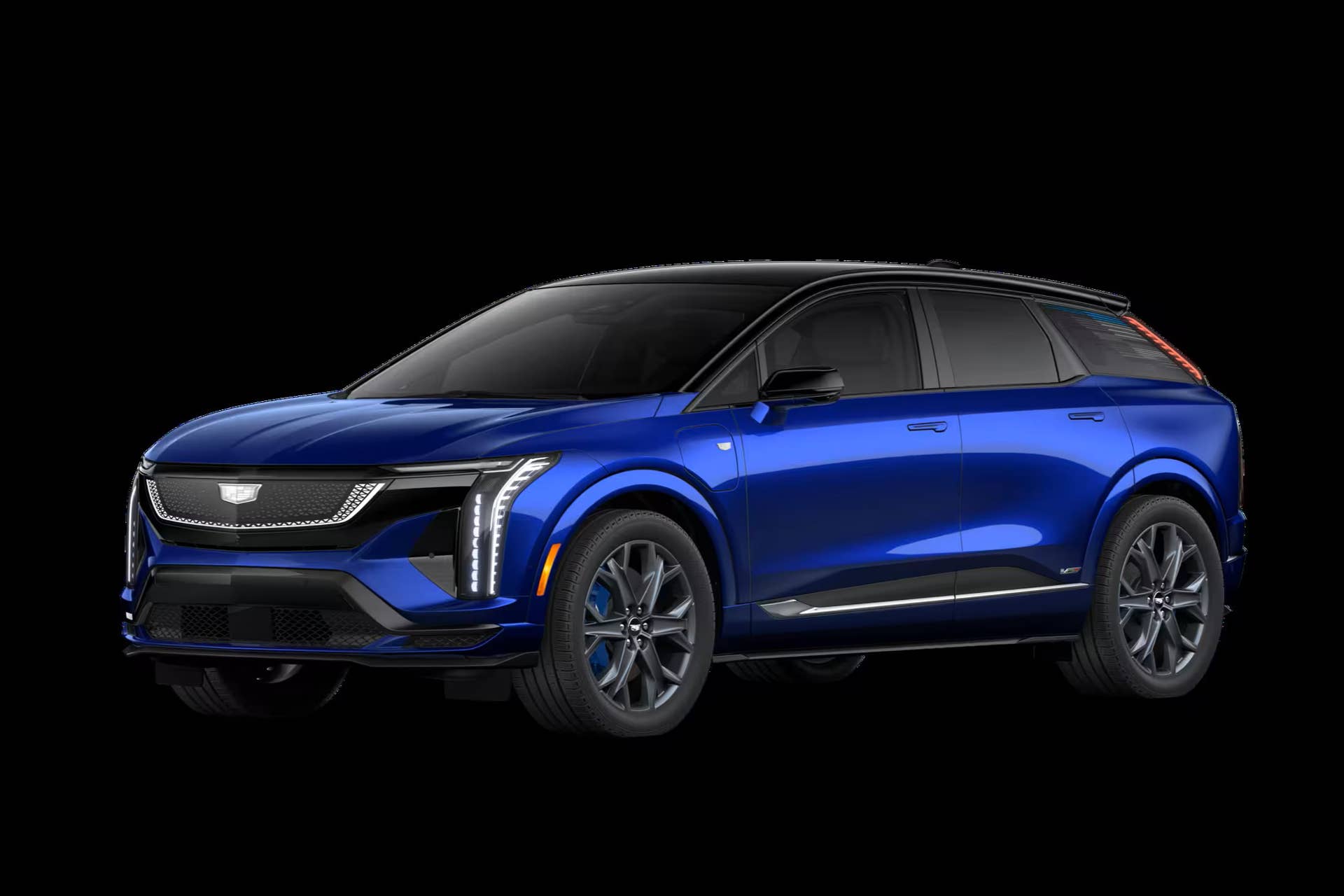2027 Cadillac Optiq-V Deep Ocean Design Edition in Deep Ocean Tintcoat front angled view