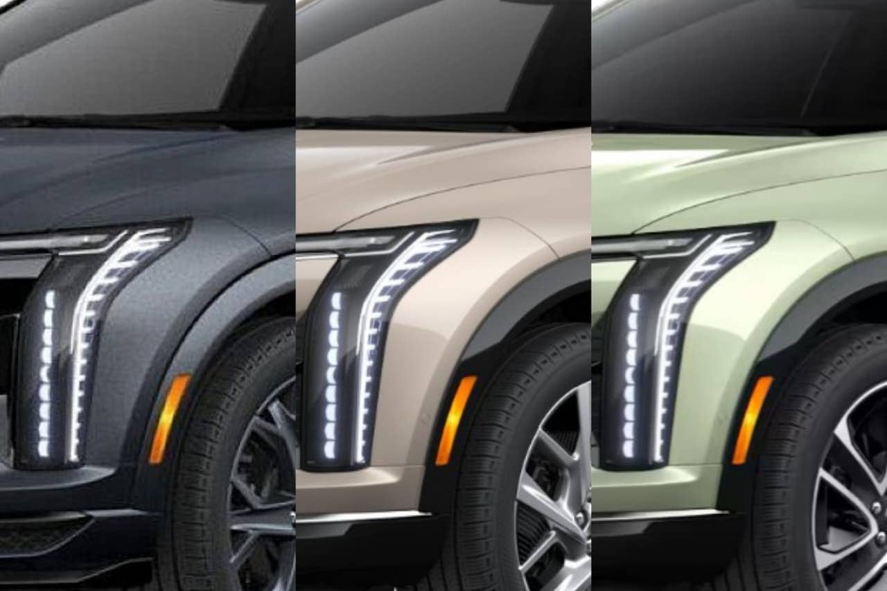 2027 Cadillac Optiq colors Midnight Stone Frost, Sandstone, and Citron Tricoat