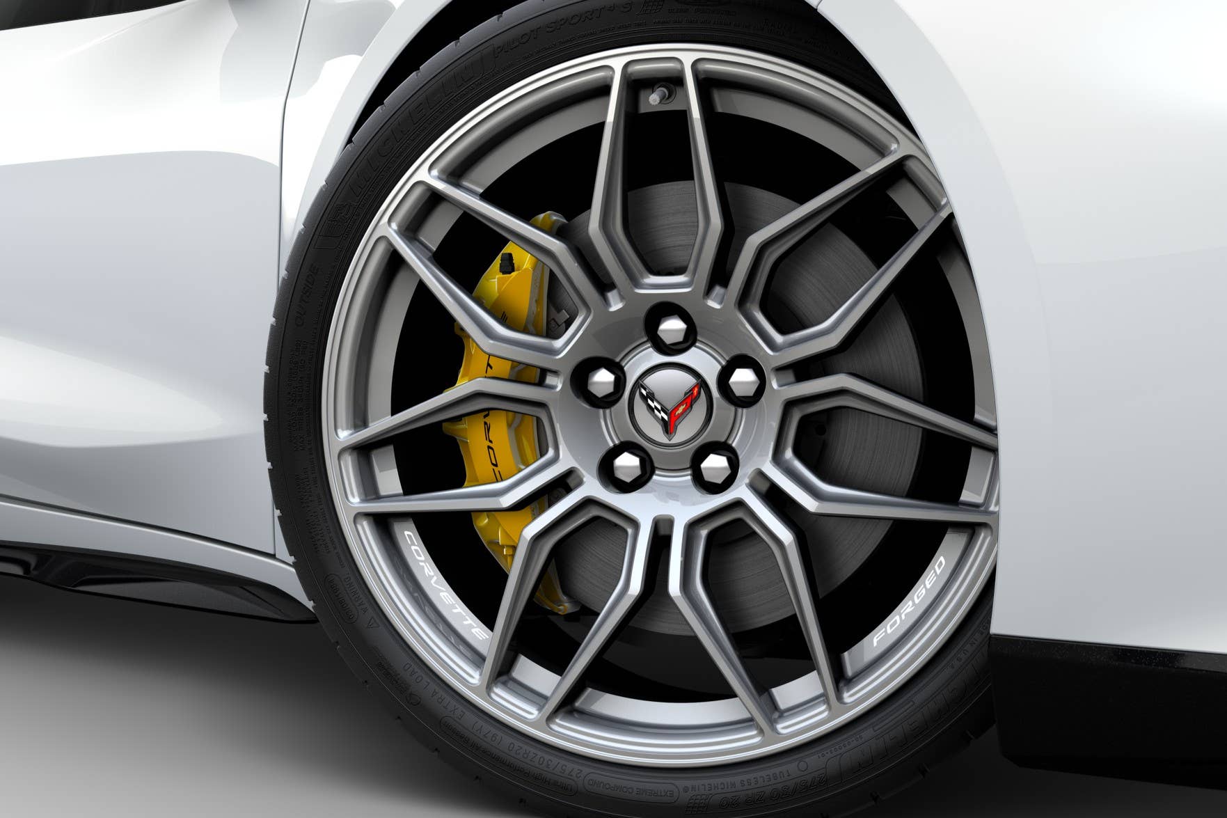 2026 Chevrolet Corvette Z06 in Arctic White with Velocity Yellow brake callipers