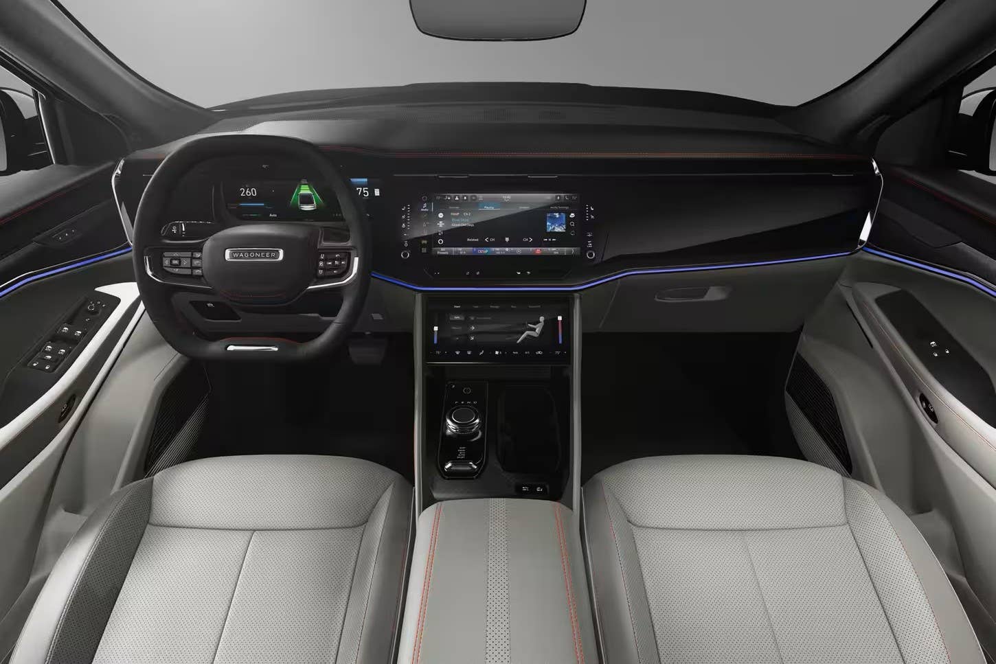 2025 Jeep Wagoneer S Limited with Arctic and black interior front cabin