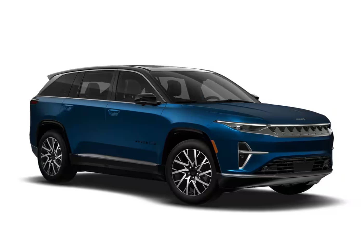 2025 Jeep Wagoneer S in Fathom Blue Pearl-Coat and black two-tone front angled view