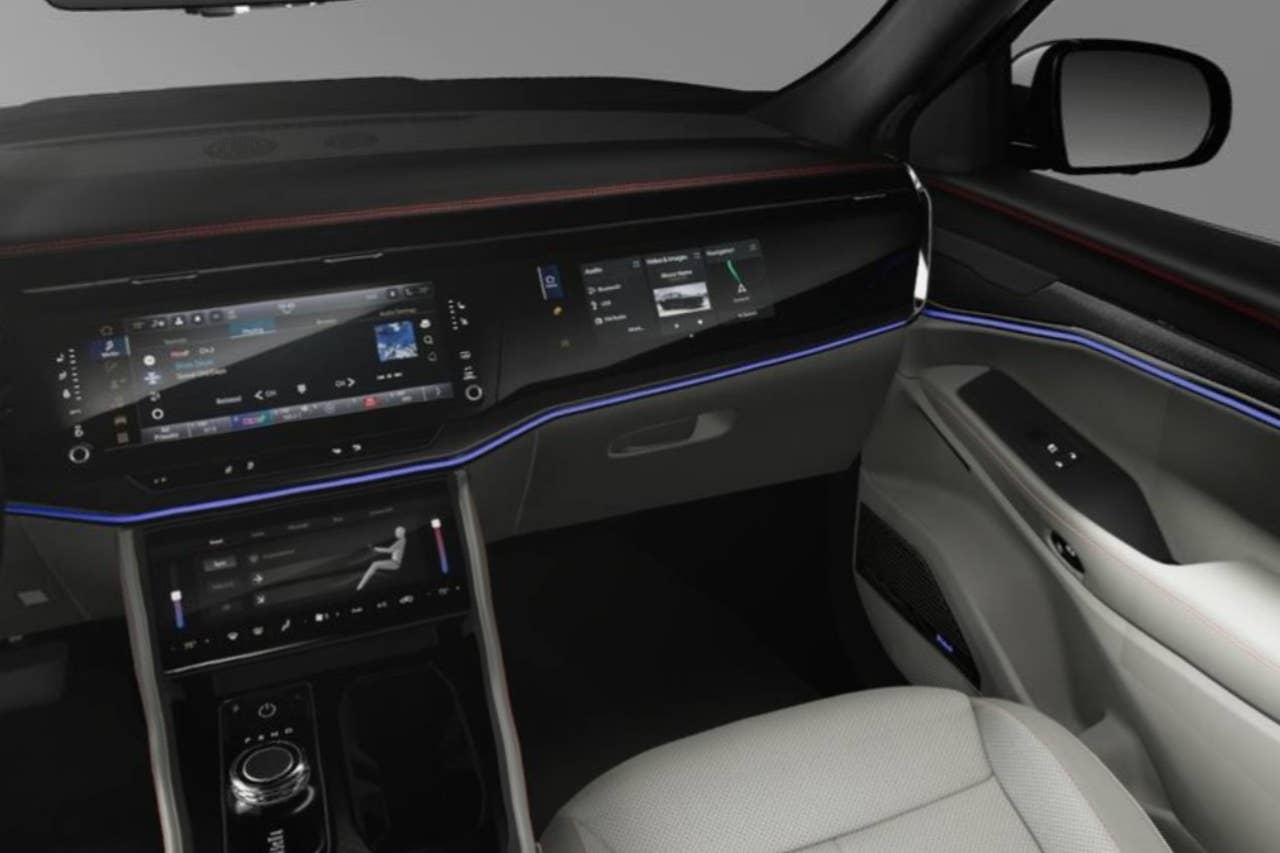 2025 Jeep Wagoneer S Limited with Arctic and black interior front cabin with passenger display