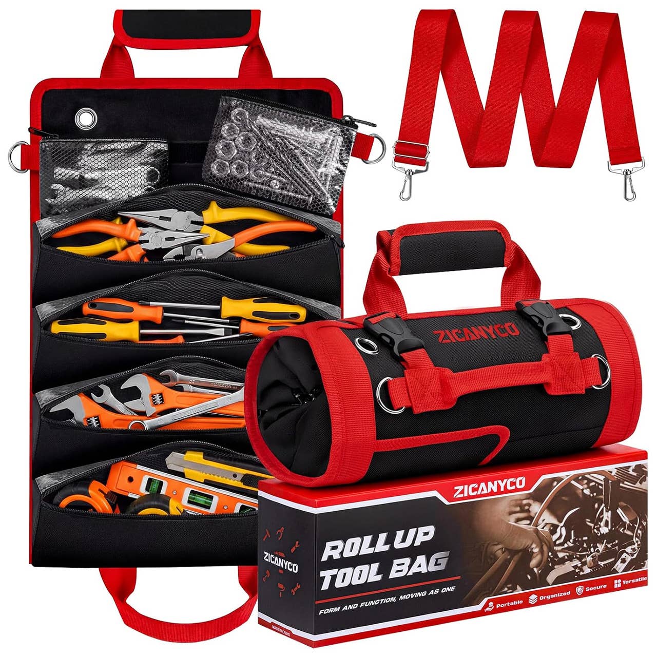 The Zicanyco Roll-Up Tool Bag, pictured here, is available now at Amazon.