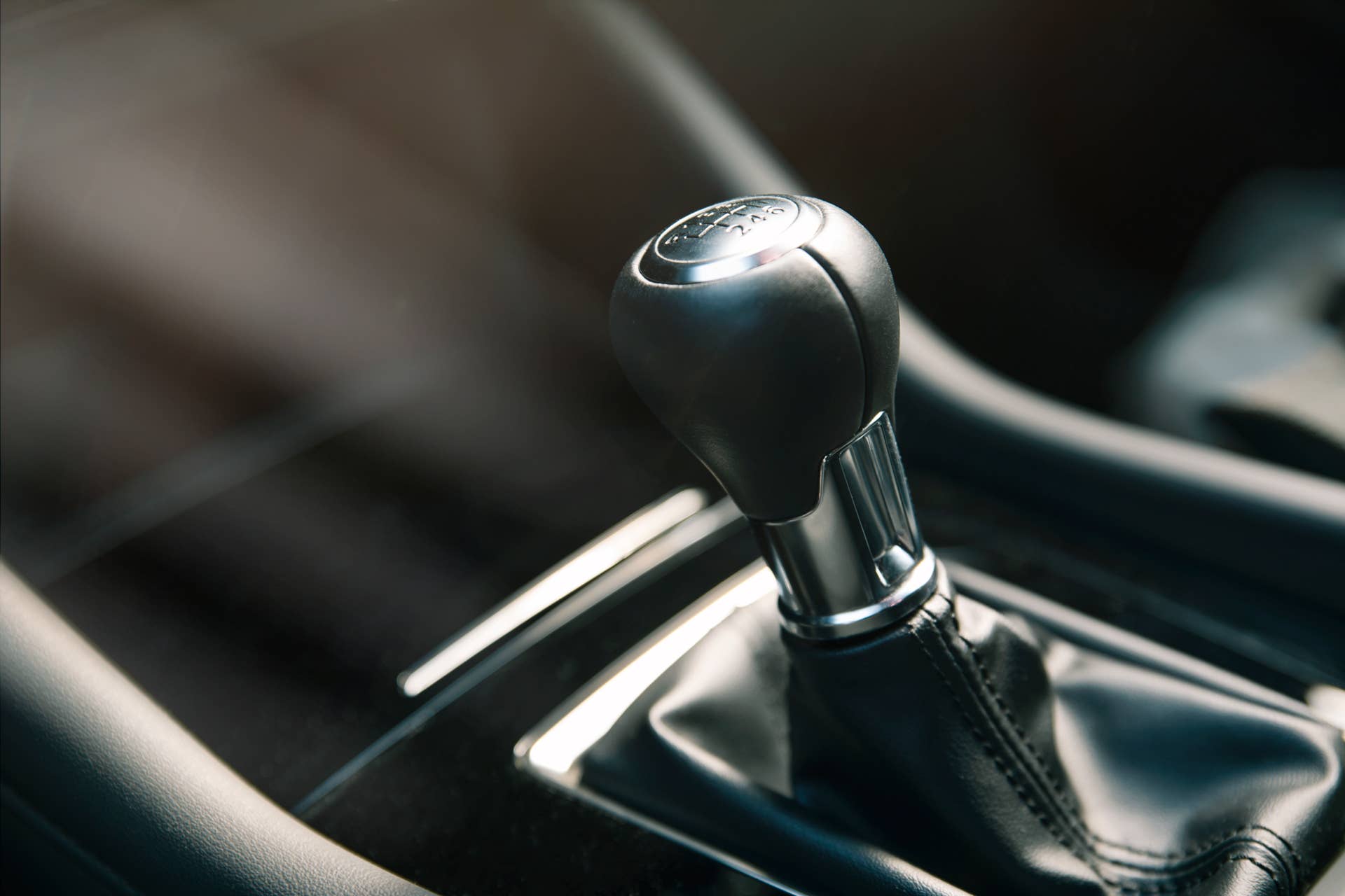 Close up of car gear shift lever