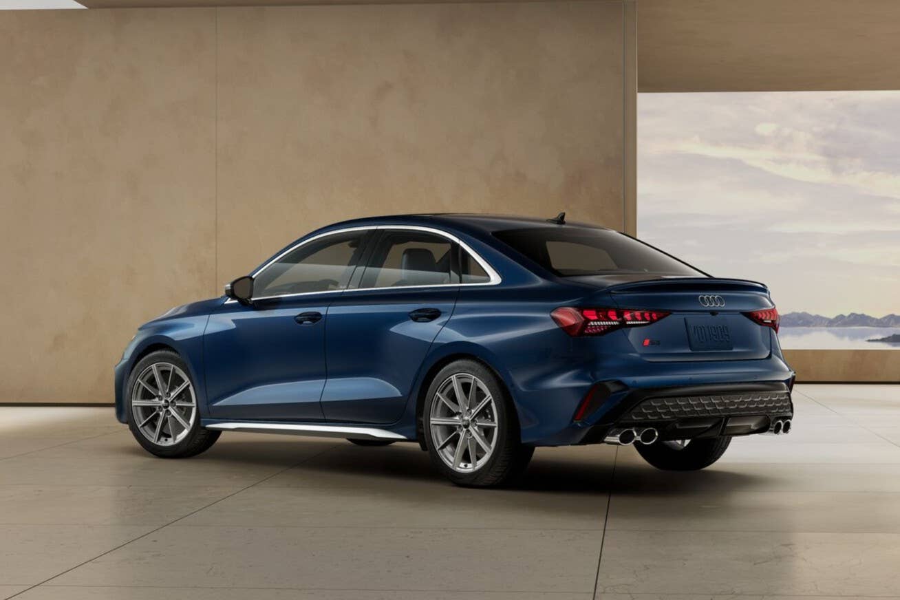 2026 Audi S3 in Ascari Blue rear angled view
