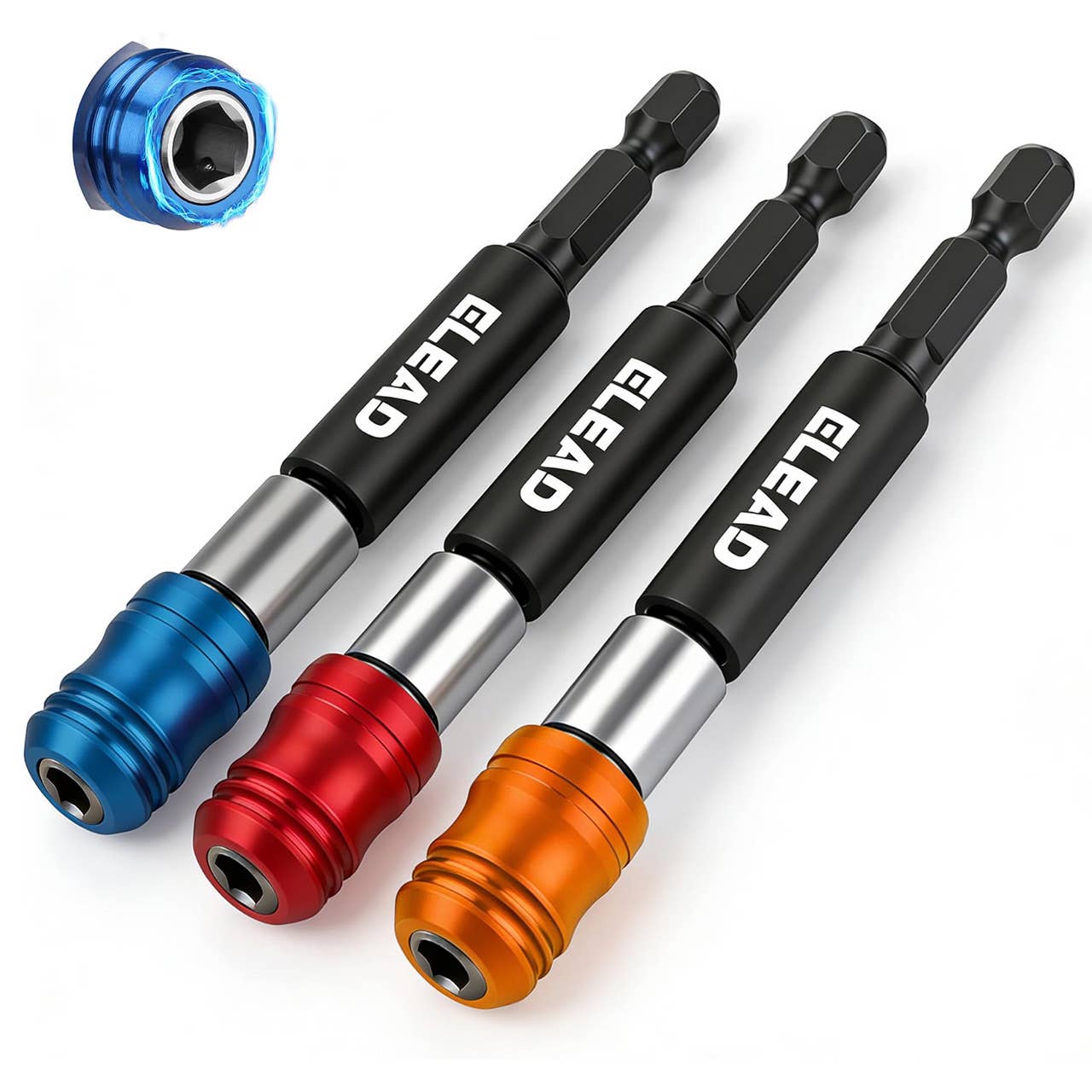 The Elead 3-Piece Quick Change Drill Bit Holder Set, pictured here, is now on sale at Amazon.