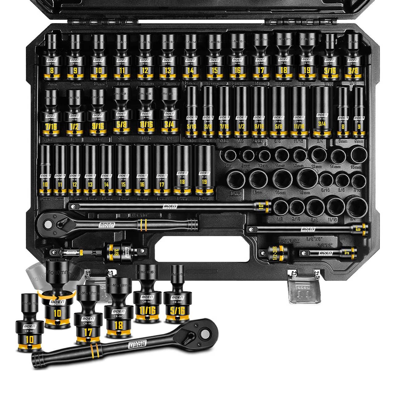 The Boen 67-Piece Impact Socket Set, pictured here, is now on sale at Amazon.
