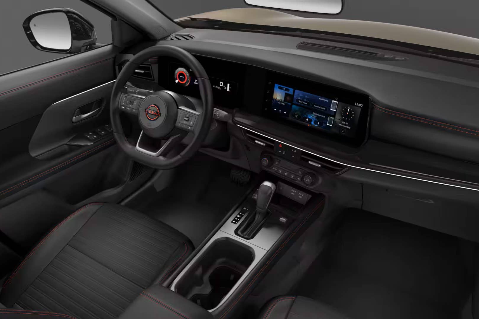 2027 Nissan Kicks Rock Creek with Charcoal interior front cabin