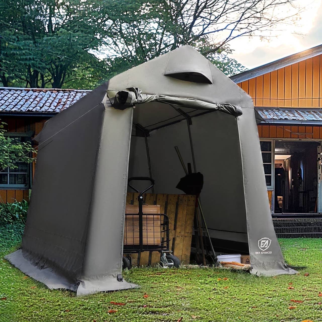 The Ever Advanced Canopy Storage Shed, pictured here, is now on sale at Walmart.