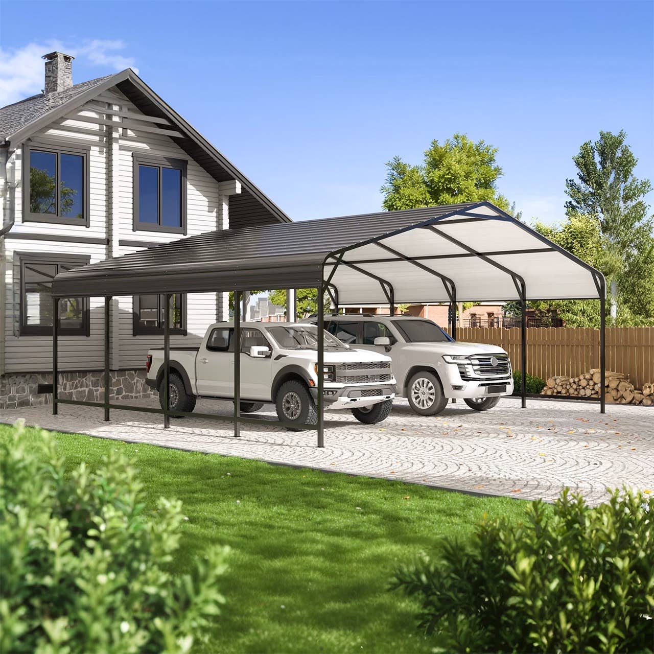 Easyhawk 20-Foot by 20-Foot Heavy-Duty Metal Carport