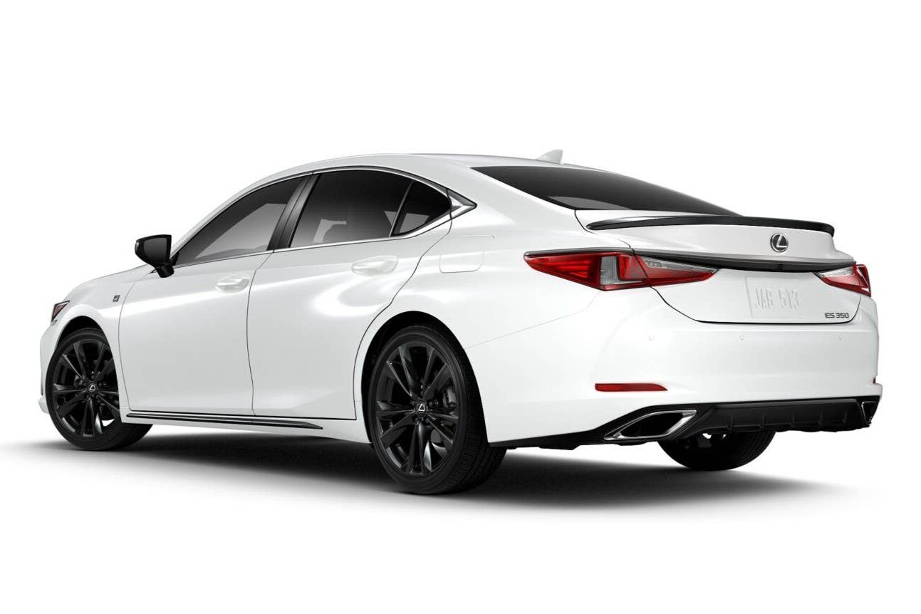 2025 Lexus ES Black Line Special Edition in white rear angled view