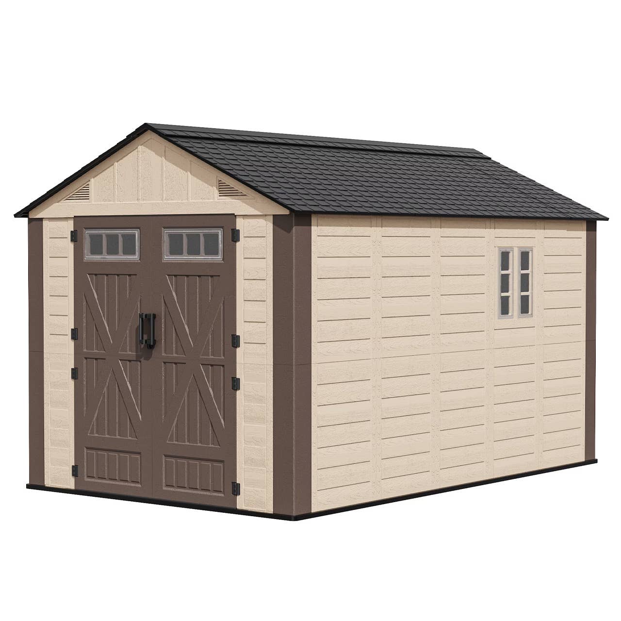 The Netaje 8-Foot by 12-Foot Resin Storage Shed, pictured here, is now on sale at Walmart.