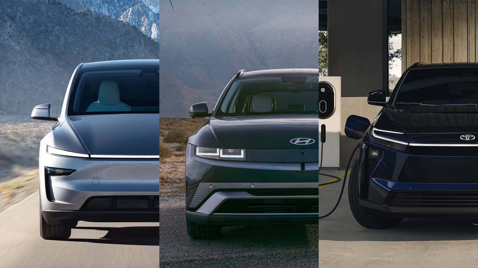Tesla Model Y and Hyundai Ioniq 5 and Toyota bZ
