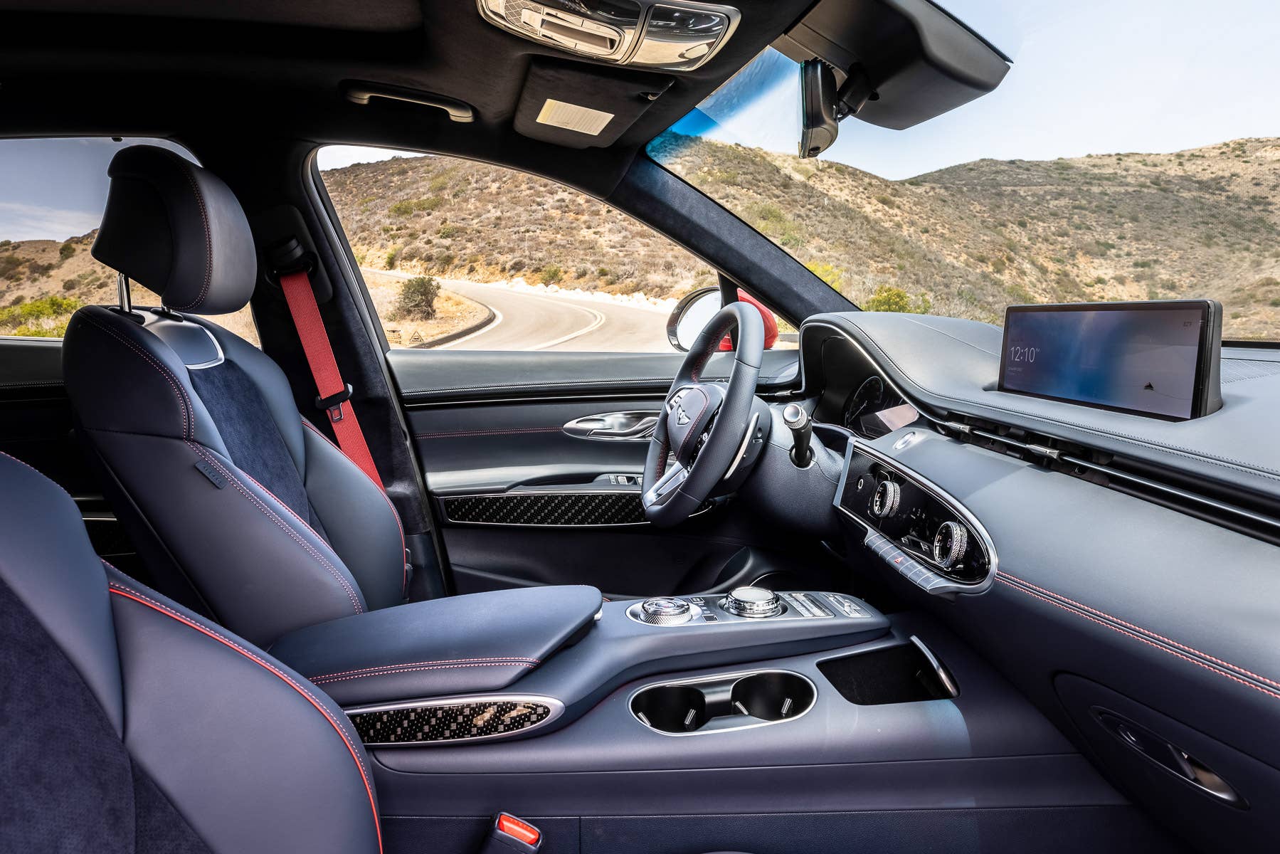 2025 Genesis GV70 with black interior front cabin side view