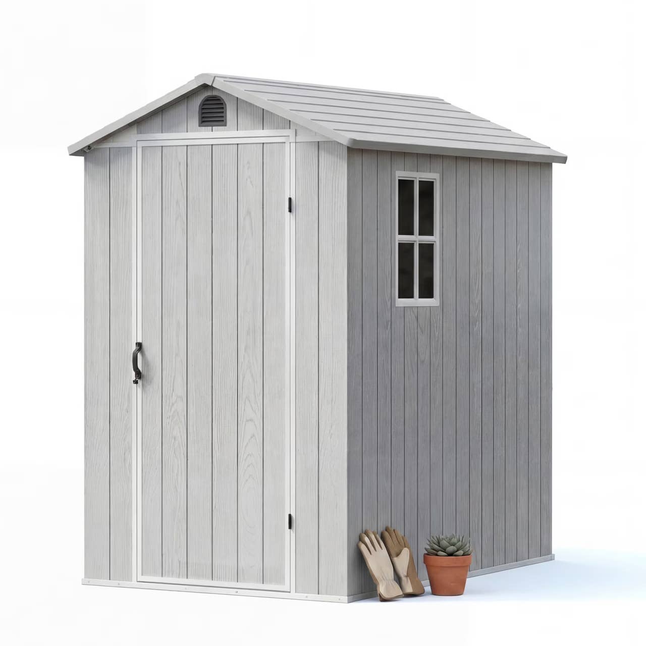 The Homall 4-Foot by 6-Foot Resin Storage Shed, pictured here, is now on sale at Walmart.