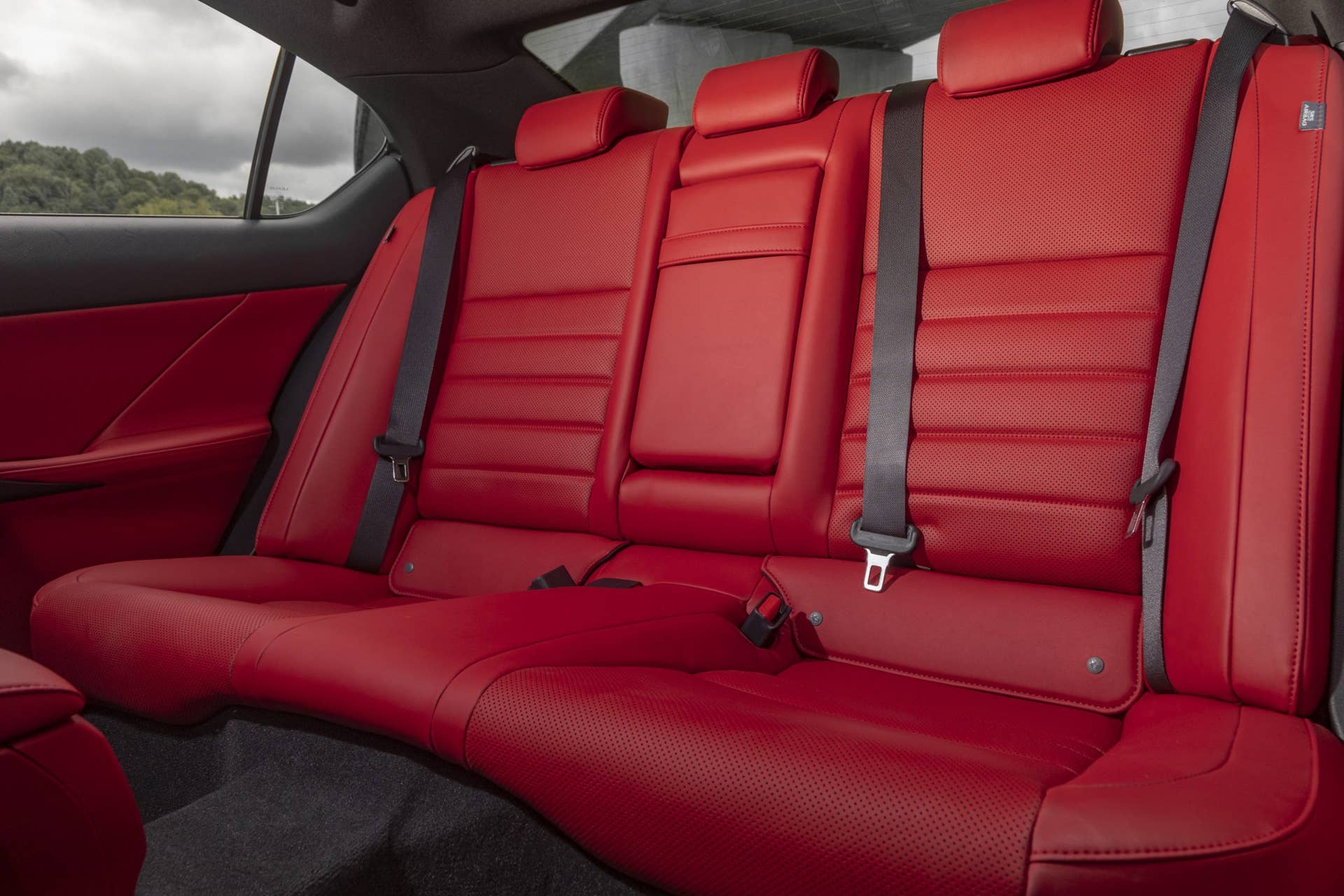 2025 Lexus IS 350 F Sport with red interior rear seats