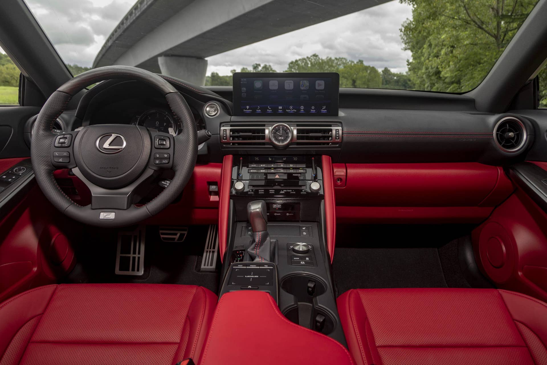 2025 Lexus IS 350 F Sport with red interior front cabin