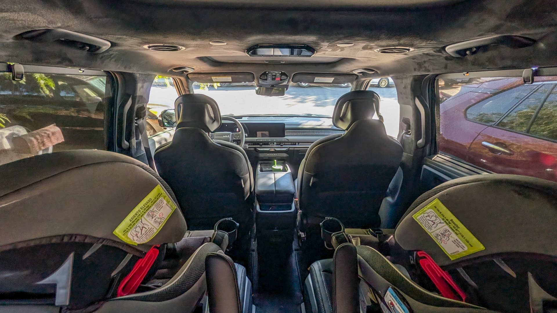 The interior of the 2027 Kia Telluride HEV, from the third row seat