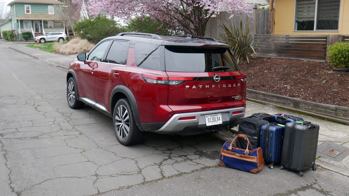 Nissan Pathfinder Luggage Test How much cargo space behind 3rd row Autoblog