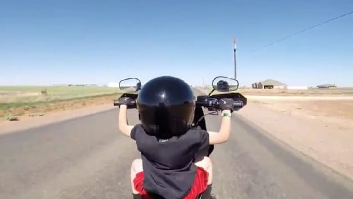 Watch this 6 year old ride a Harley in the desert w poll Autoblog